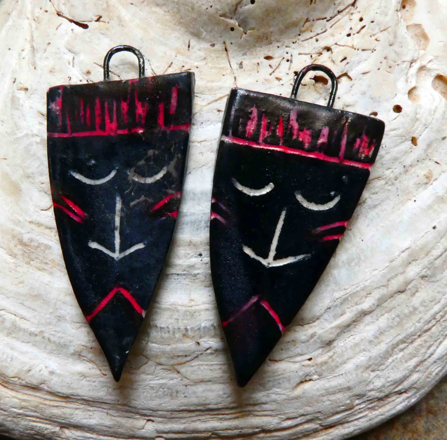 Ceramic Sgraffito Spear Earring Charms #2