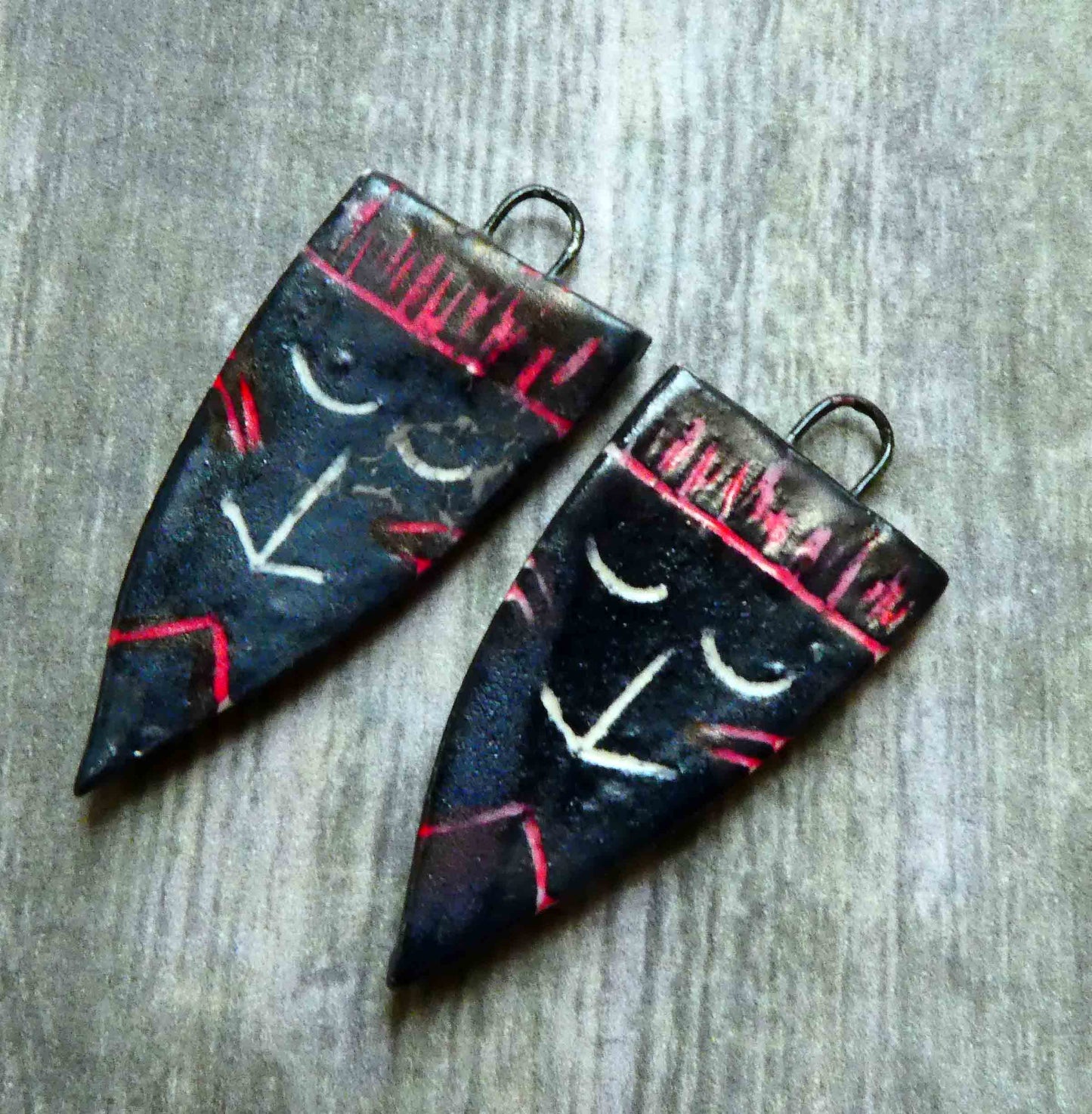 Ceramic Sgraffito Spear Earring Charms #2