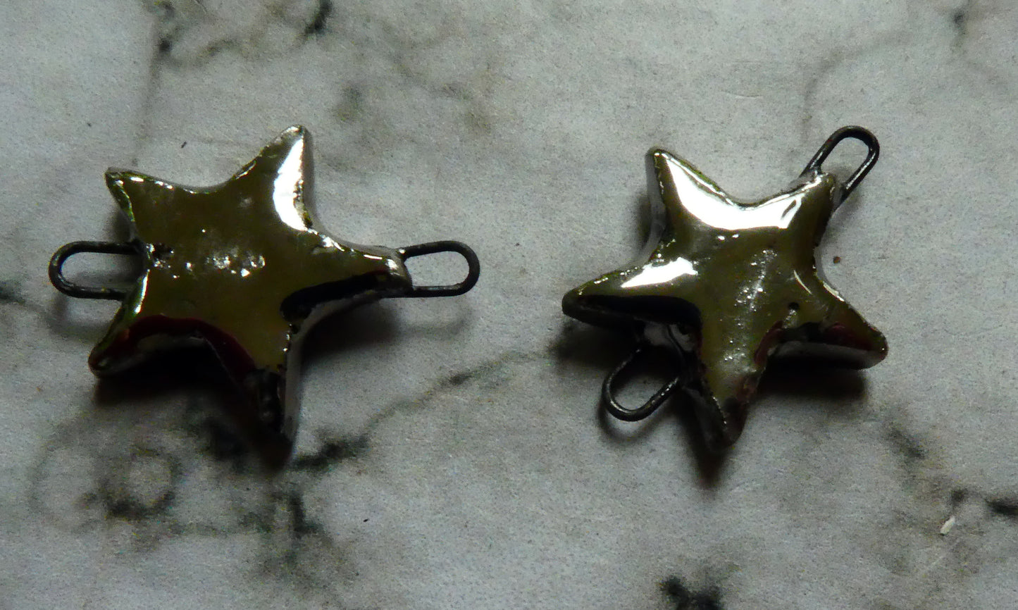 Ceramic Stars Earring Connectors -Platinum Lustre