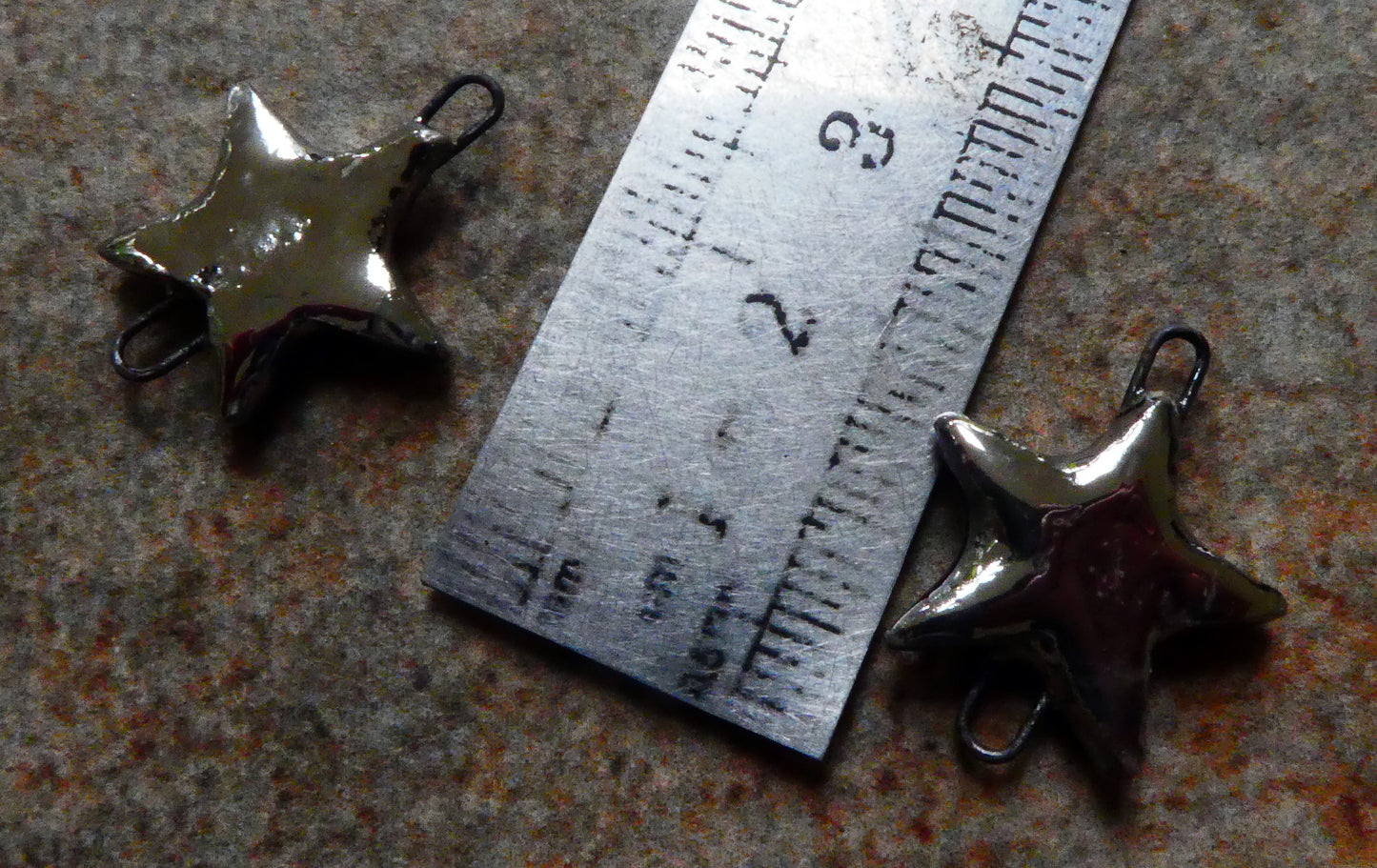 Ceramic Stars Earring Connectors -Platinum Lustre