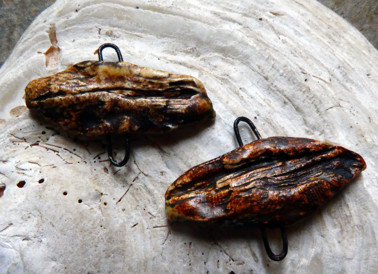 Ceramic Driftwood Shard Earring Connectors - Oxide