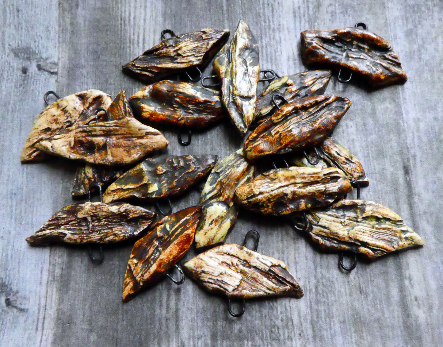 Ceramic Driftwood Shard Earring Connectors - Oxide