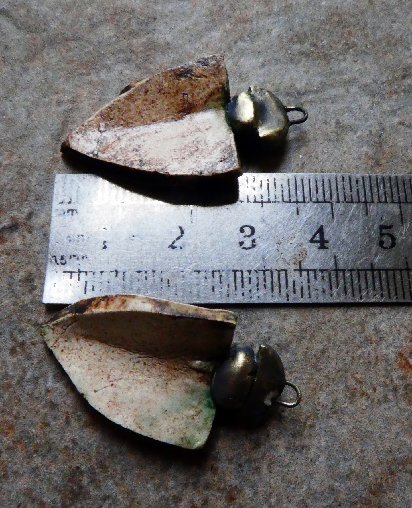 Ceramic Etched Tribal Shield Earring Charms #8