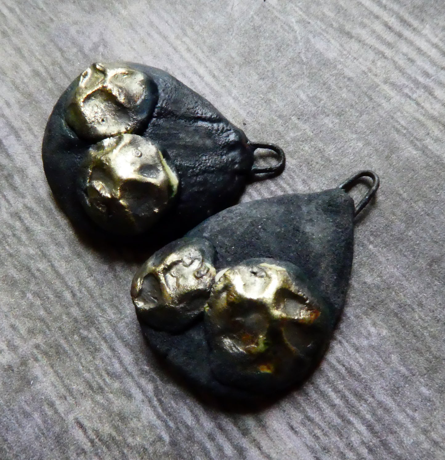 Ceramic Textured Scoop  Earring Charms -Matte Black #1