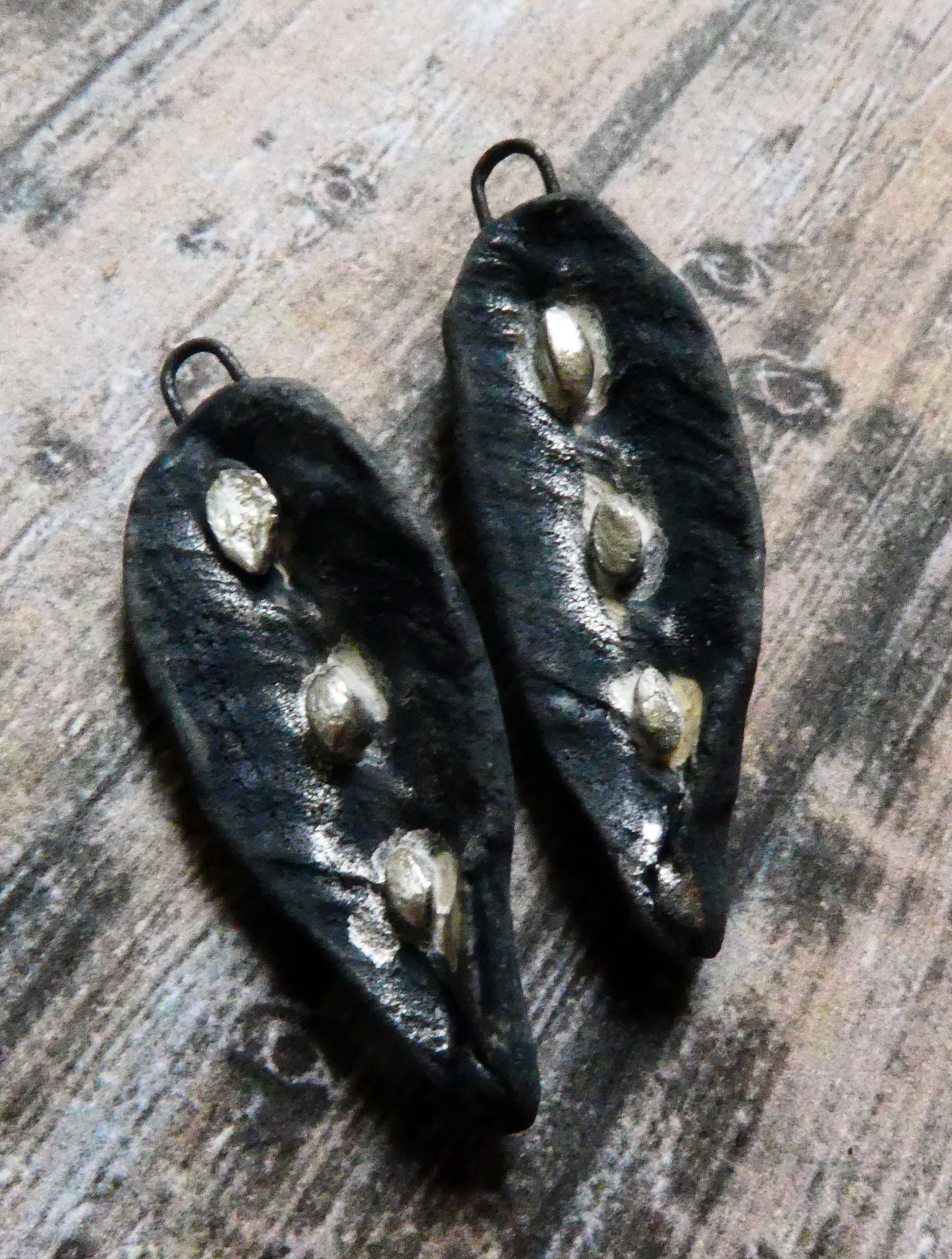 Ceramic Abalone Shell Textured Earring Charms - Matte Black