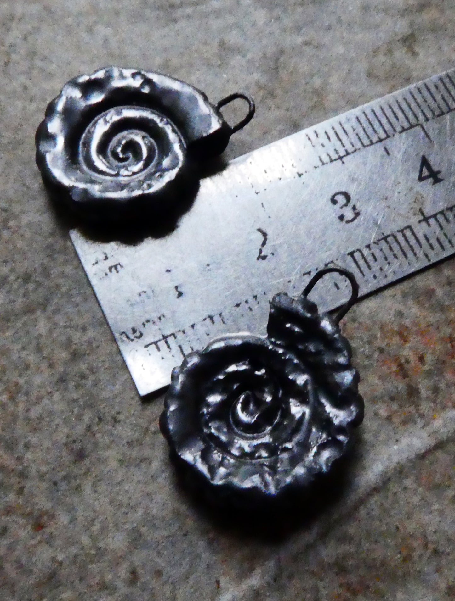 Ceramic Ammonite Earring Charms - Pewter