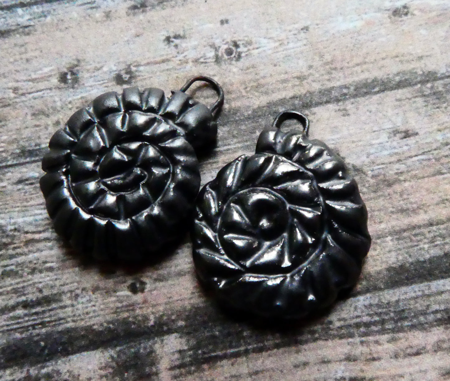 Ceramic Ammonite Earring Charms - Pewter