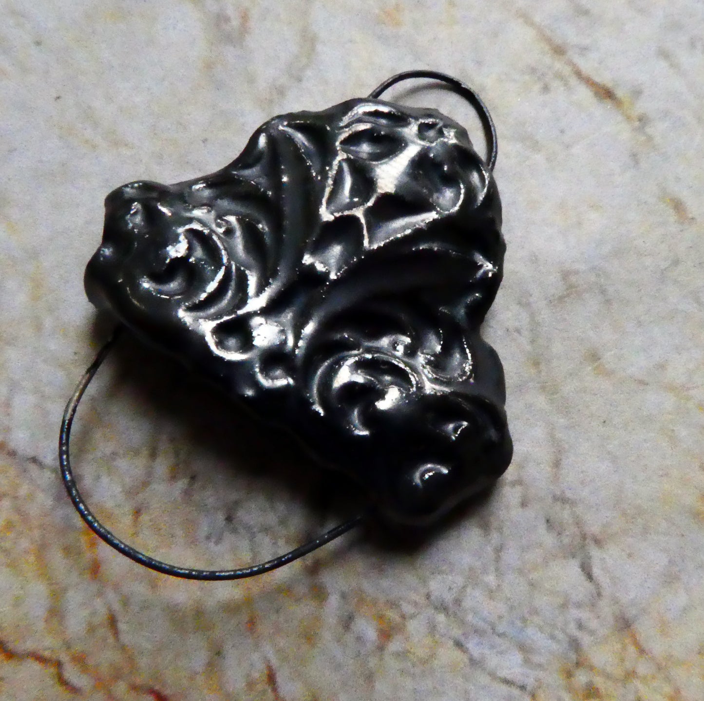 Ceramic Filligree Necklace Connector - Pewter