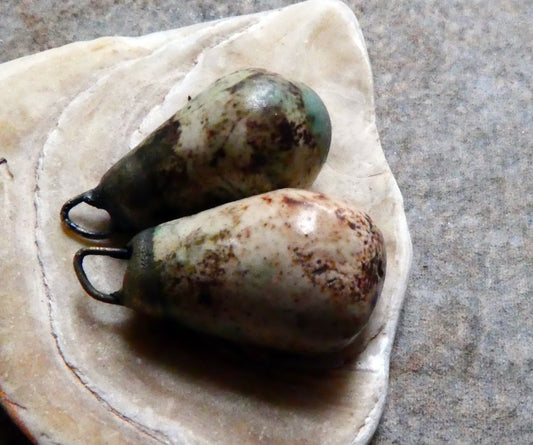 Ceramic Drops Earring Charms -Bone