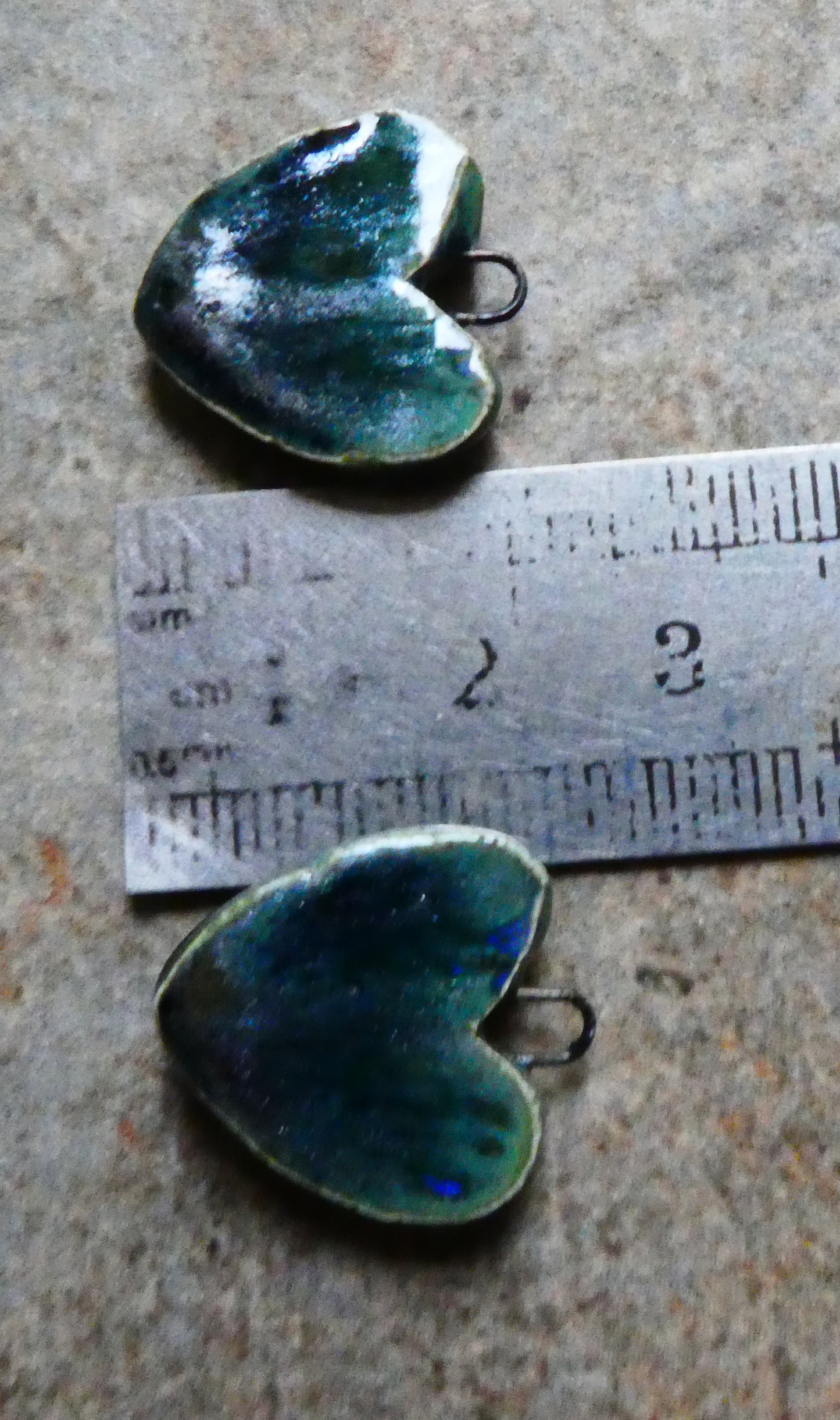 Ceramic Moulded Heart Earring Charms - Granada