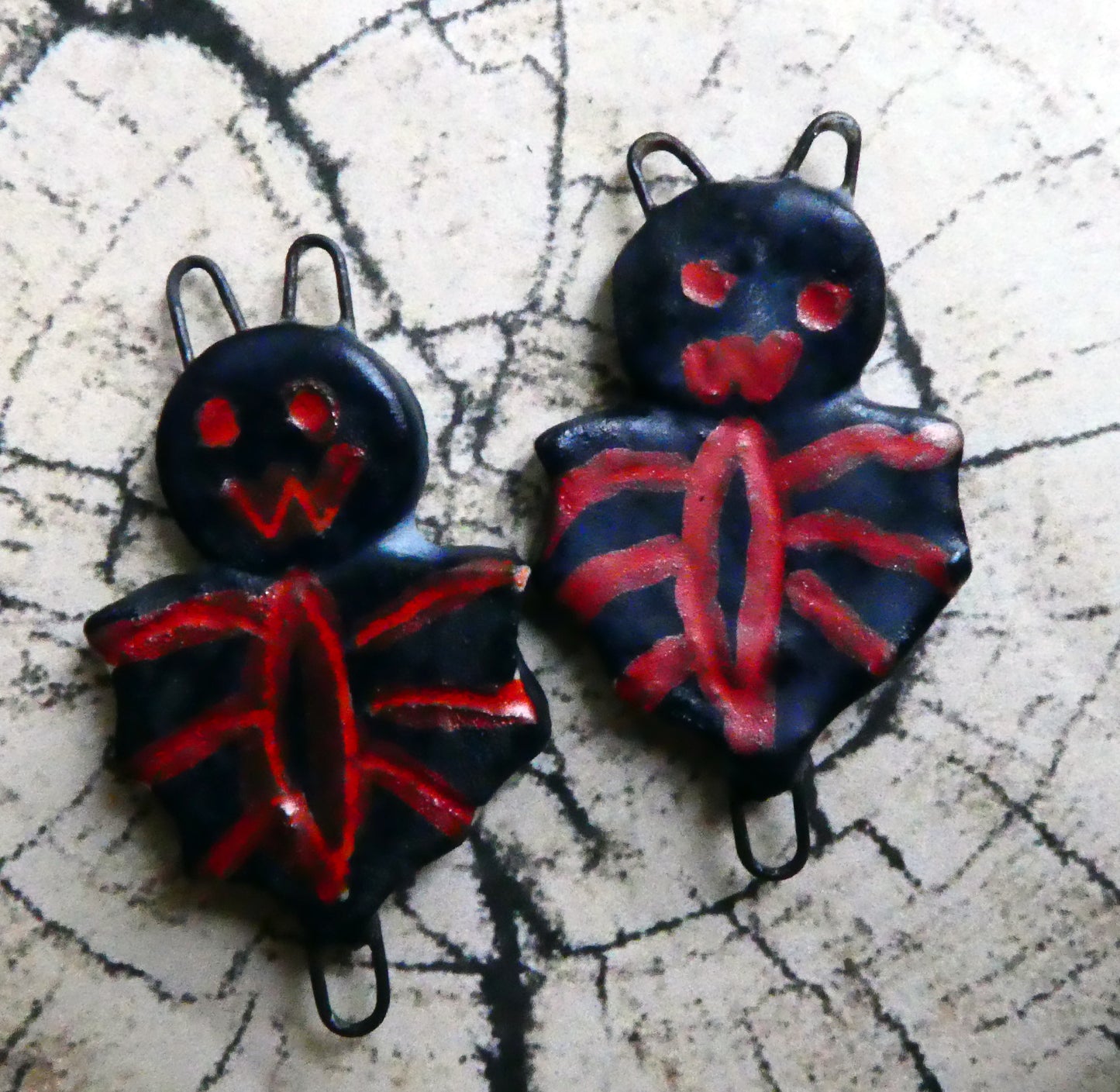 Ceramic Bat Earring Connectors - Matte and Copper