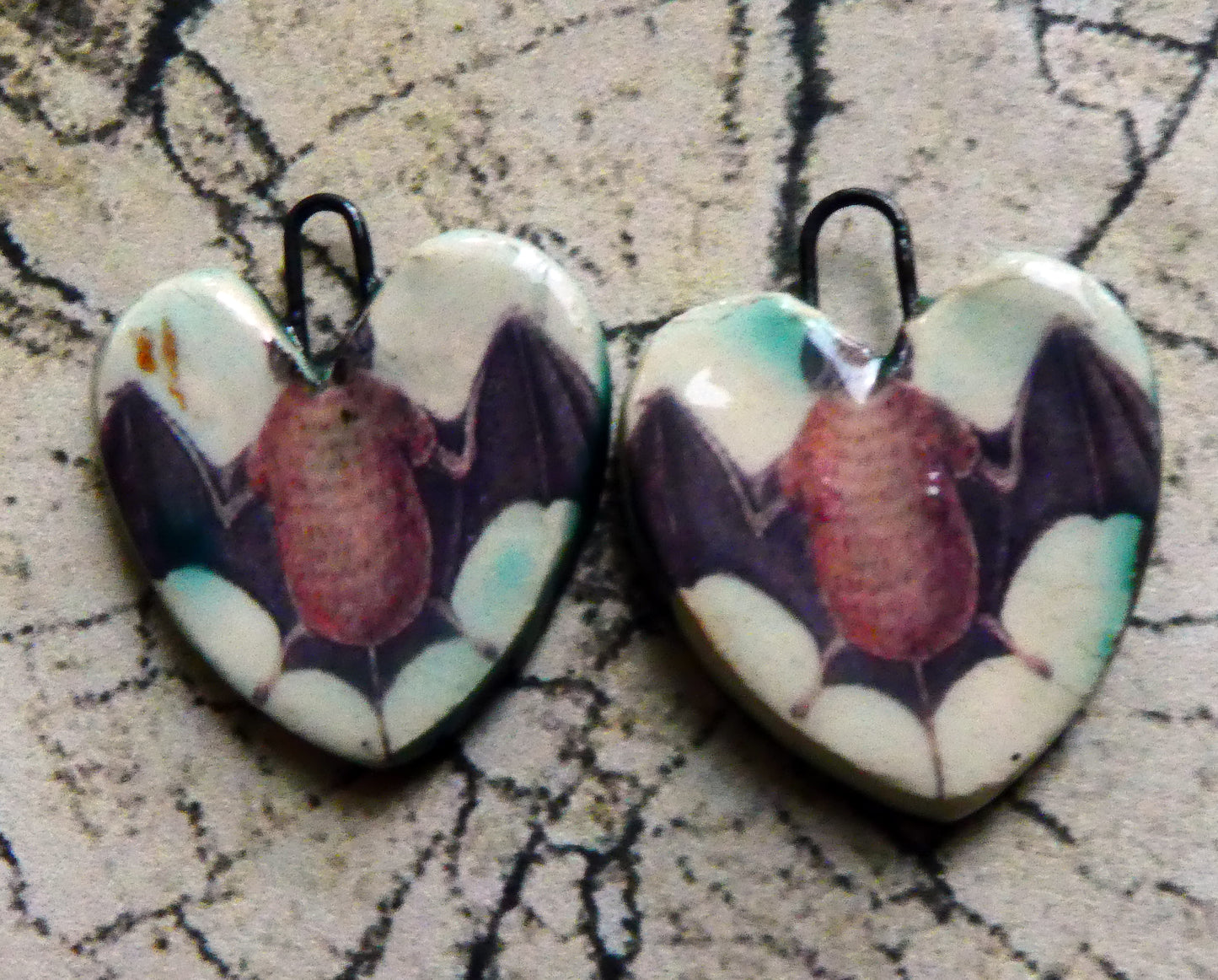 Ceramic Bat Decal Earring Charms -#6