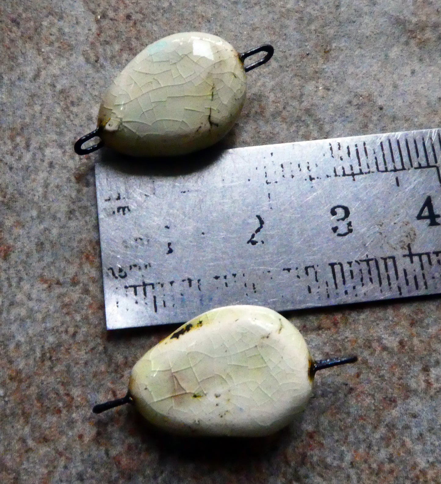 Ceramic Skull Earring Connectors - Crackle