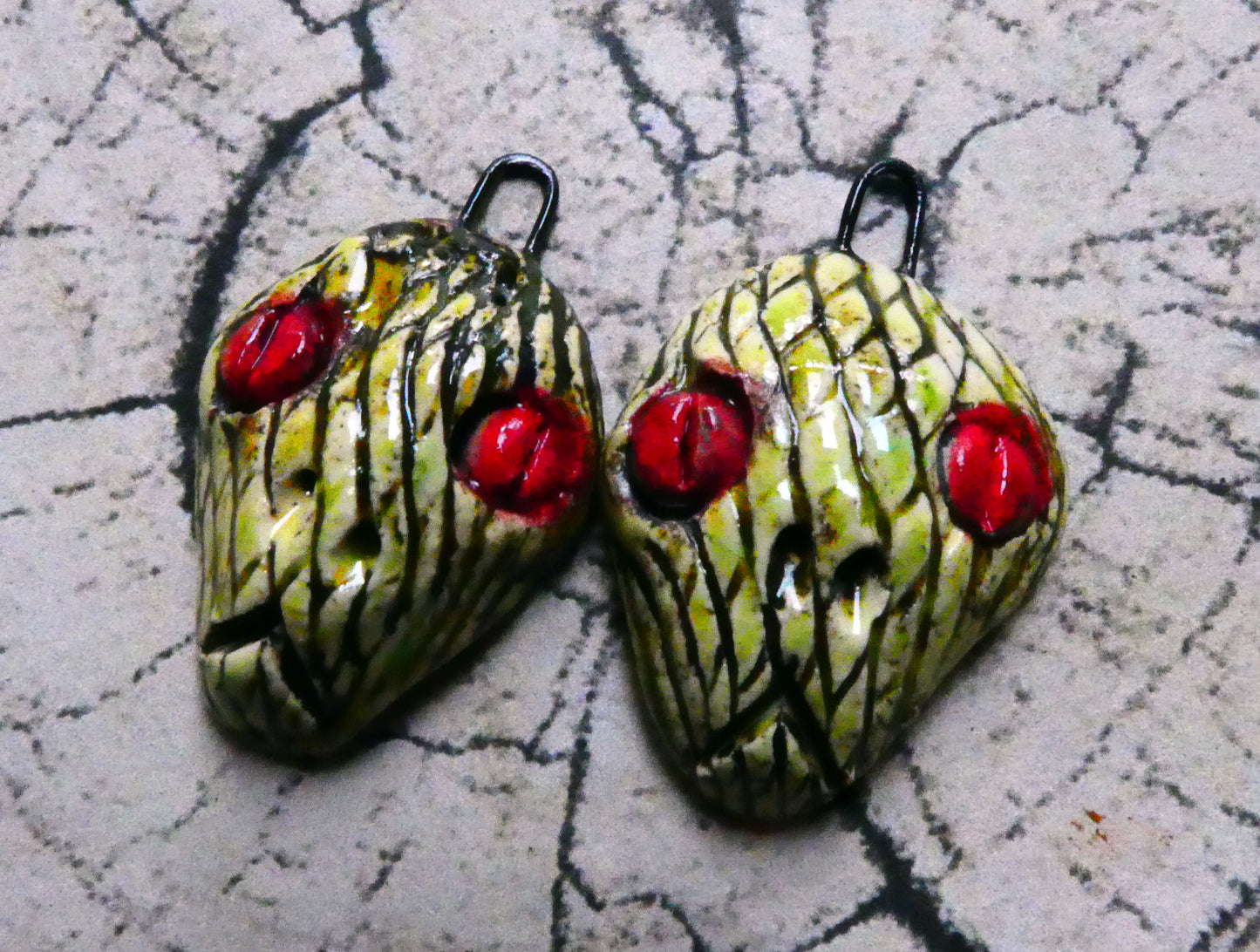 Ceramic Reptile Men Head Earring Charms