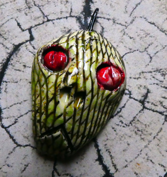 Ceramic Reptile Man Head Pendant