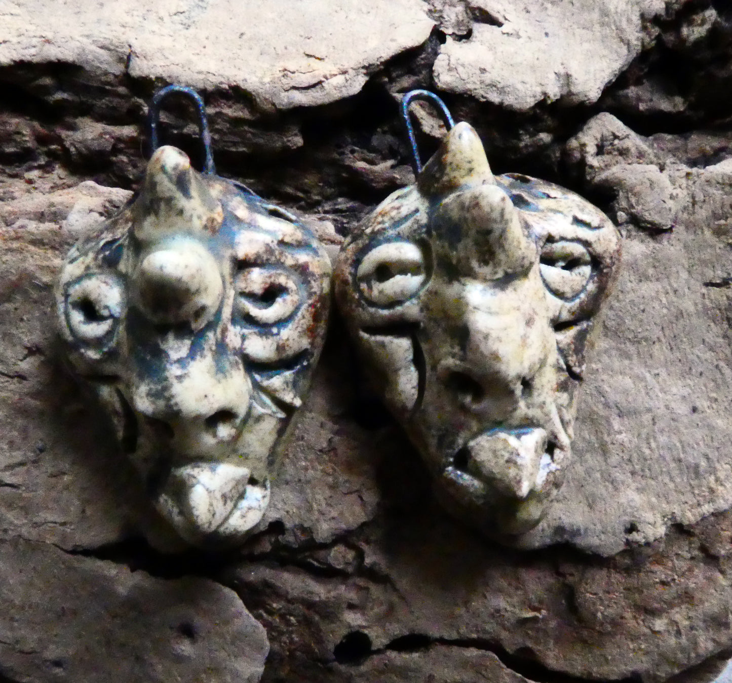 Ceramic Voodoo Stapled Head Charms #2