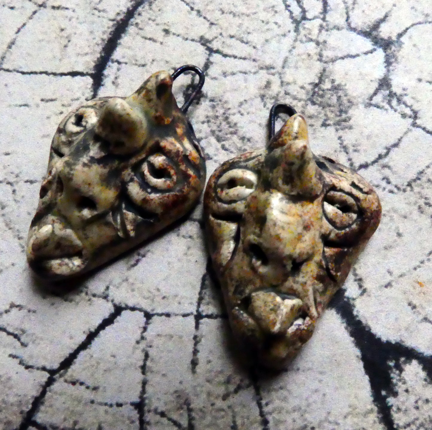 Ceramic Voodoo Stapled Head Charms #2