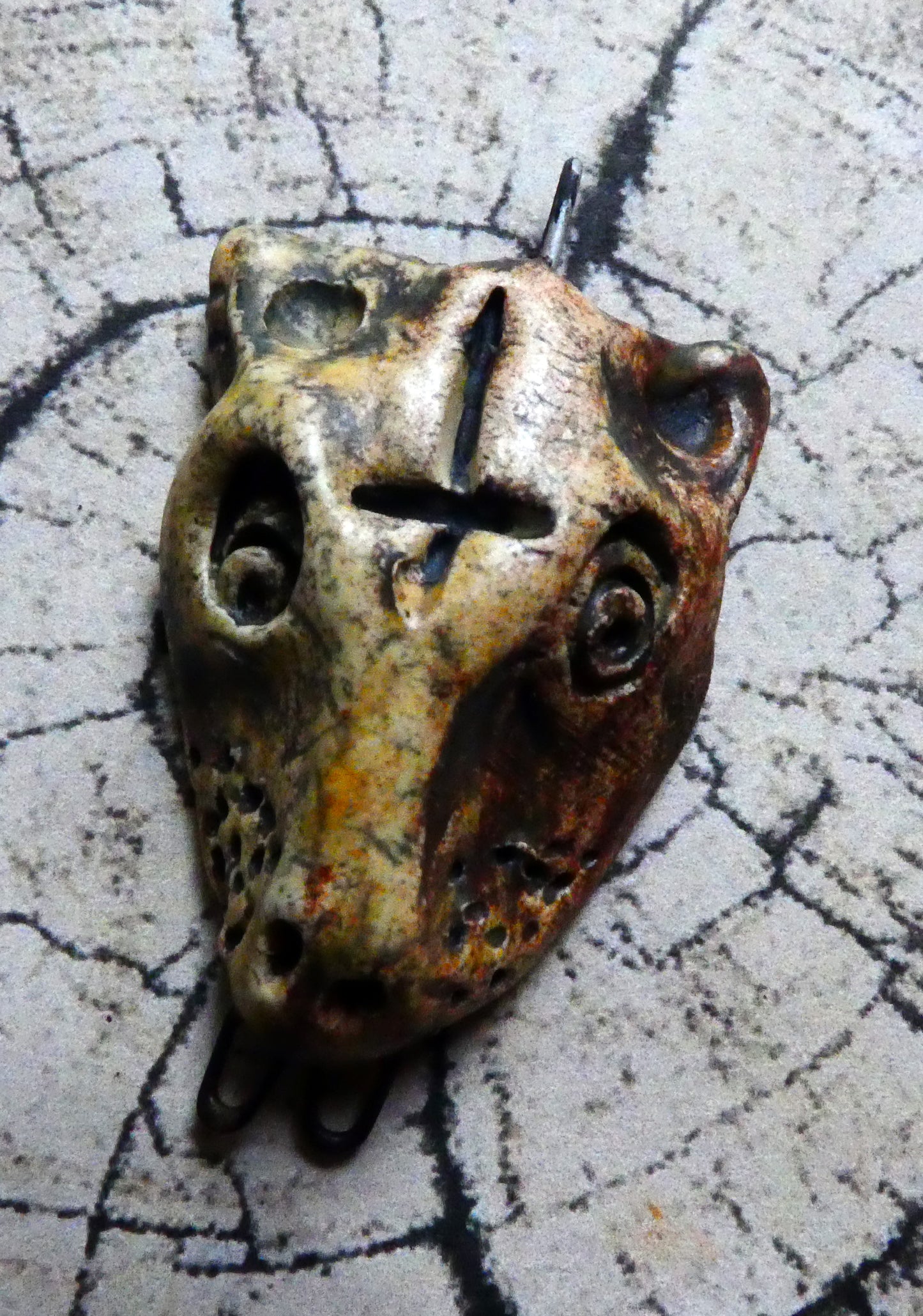 Ceramic Voodoo Stapled Head Pendant #4