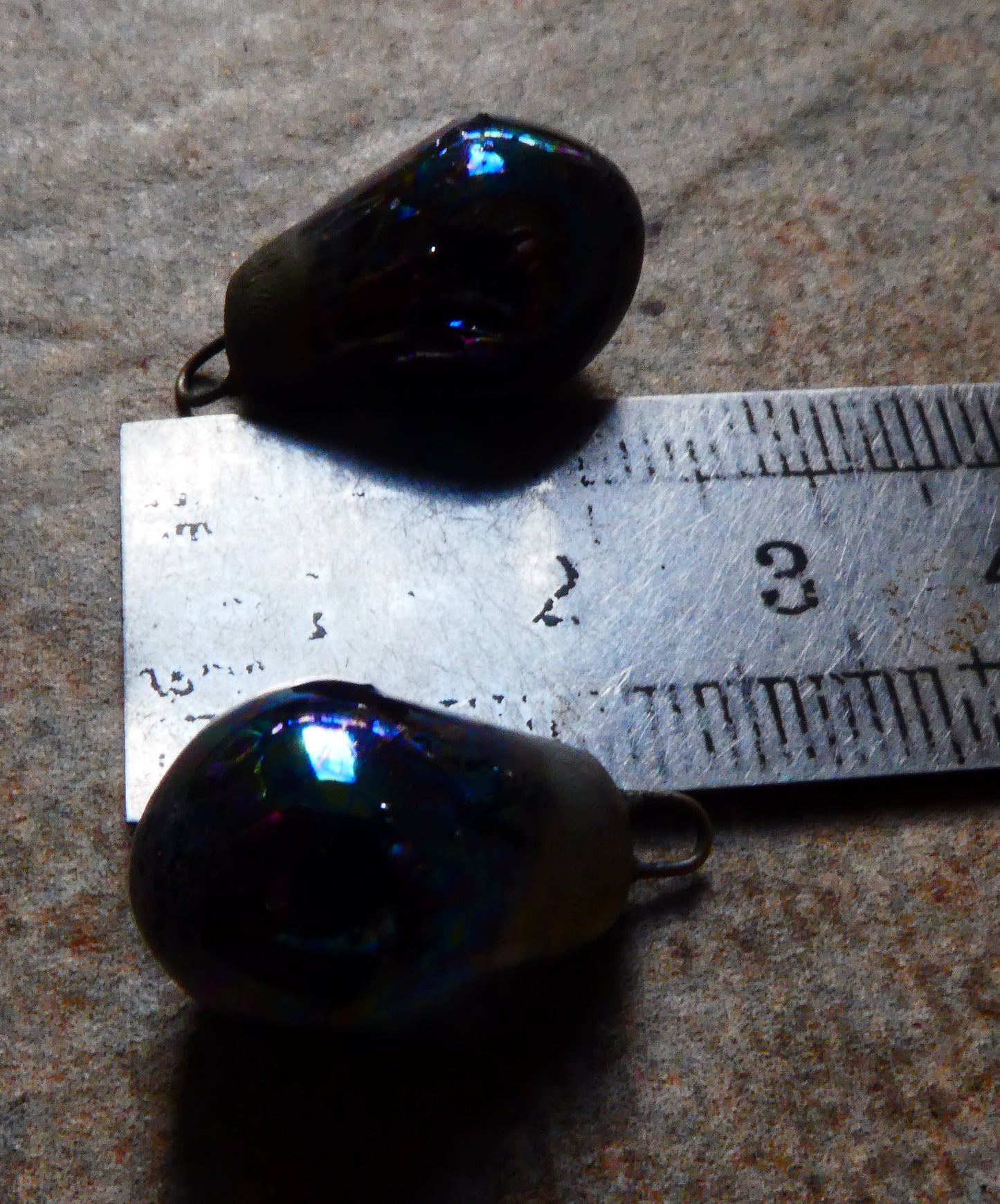 Black Crackly Drops Earring Charms -Mother of Pearl Lustre