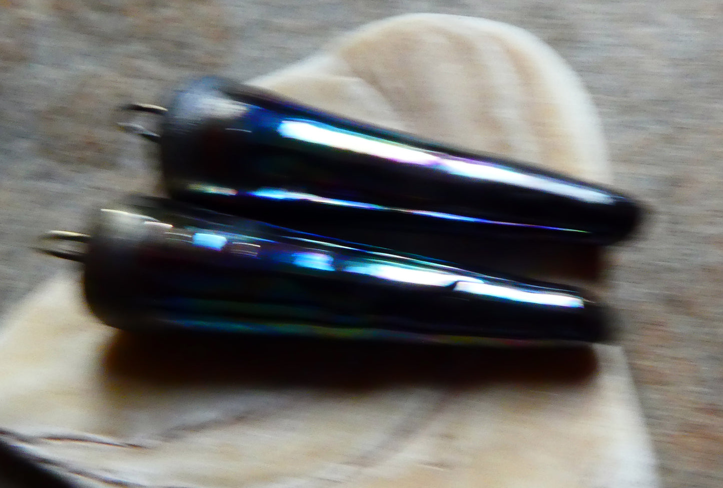 Black Crackly Spikes Earring Charms -Mother of Pearl Lustre