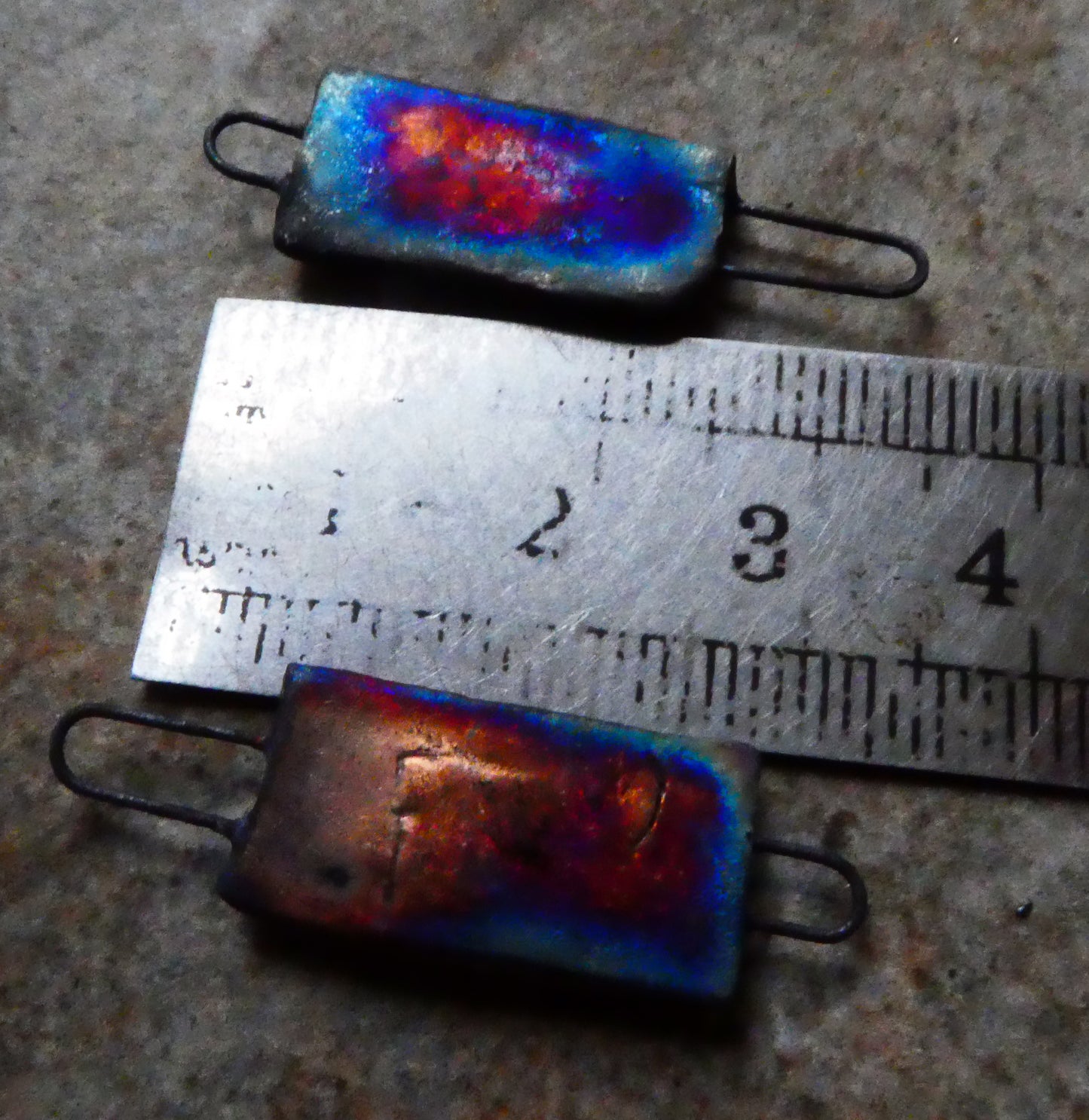 Ceramic Slim Tablet Scorched Earring Connectors