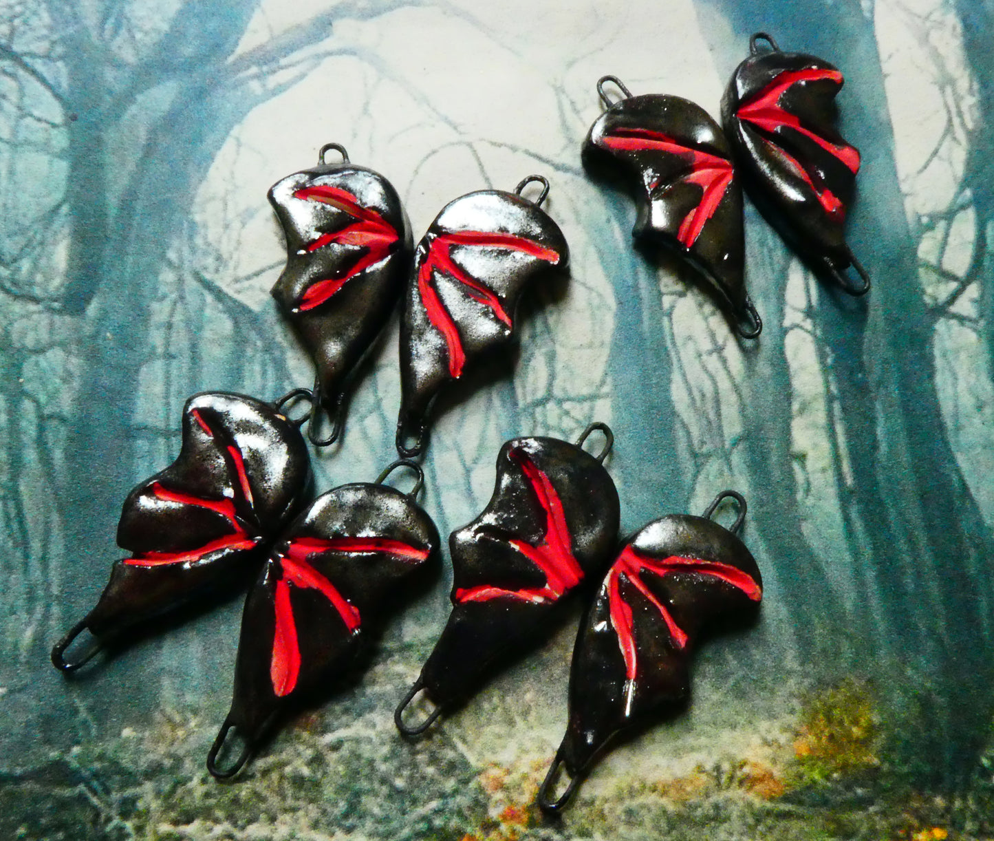 Ceramic Bat Wing Earring Connectors -Gloria