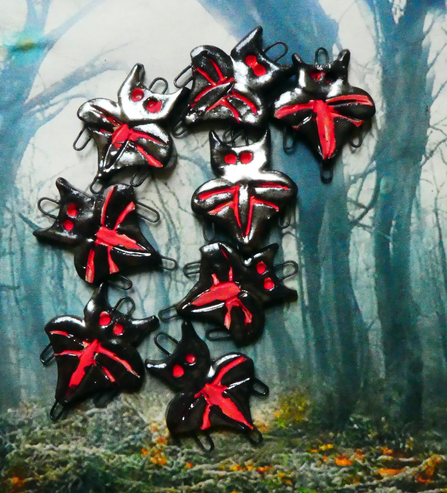 Ceramic Bat Earring Connectors - Gloria