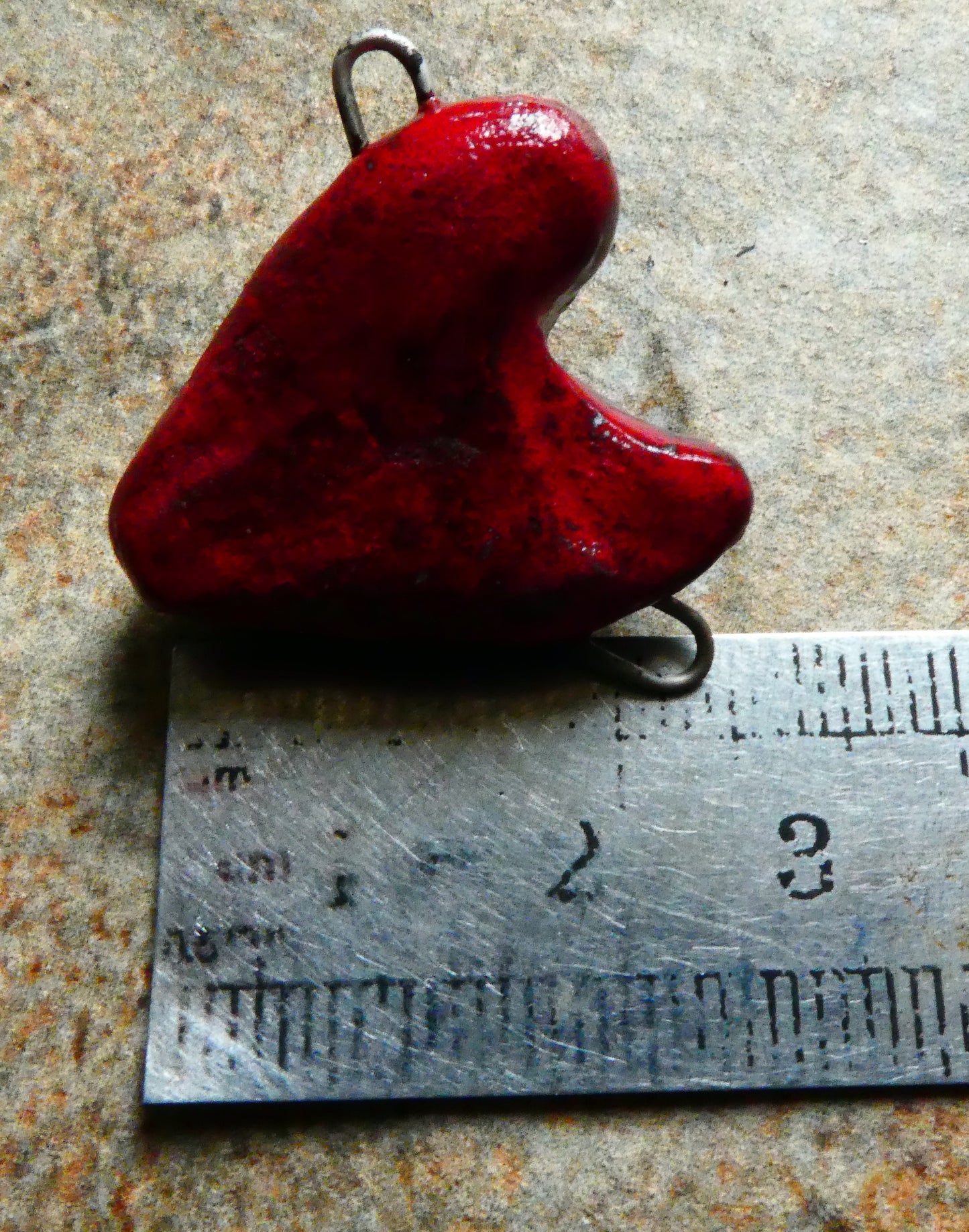Ceramic Stapled Red Heart Mini Pendant