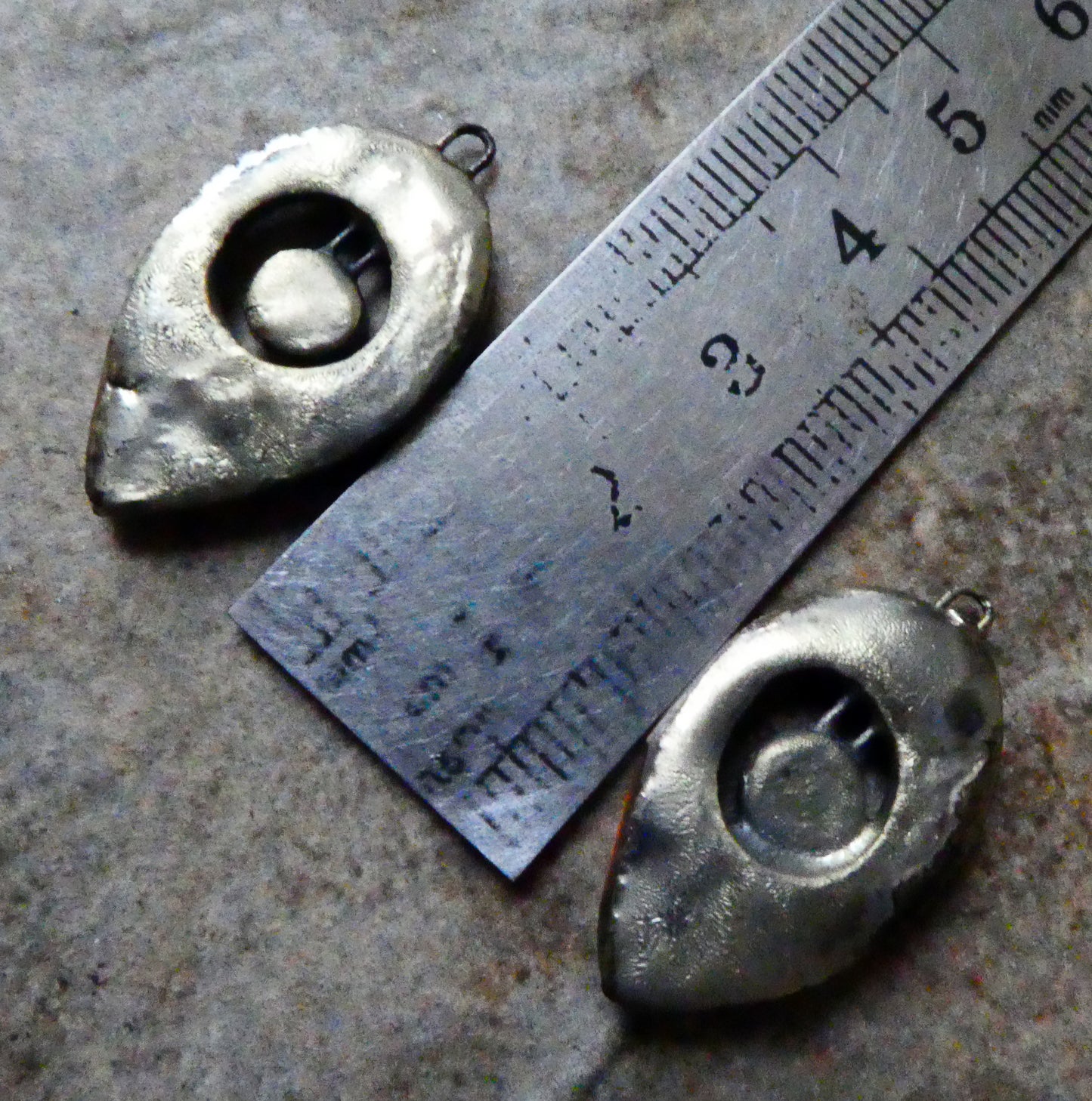 Ceramic Pointed Tear and Disc Earring Charms - Mocha Marble