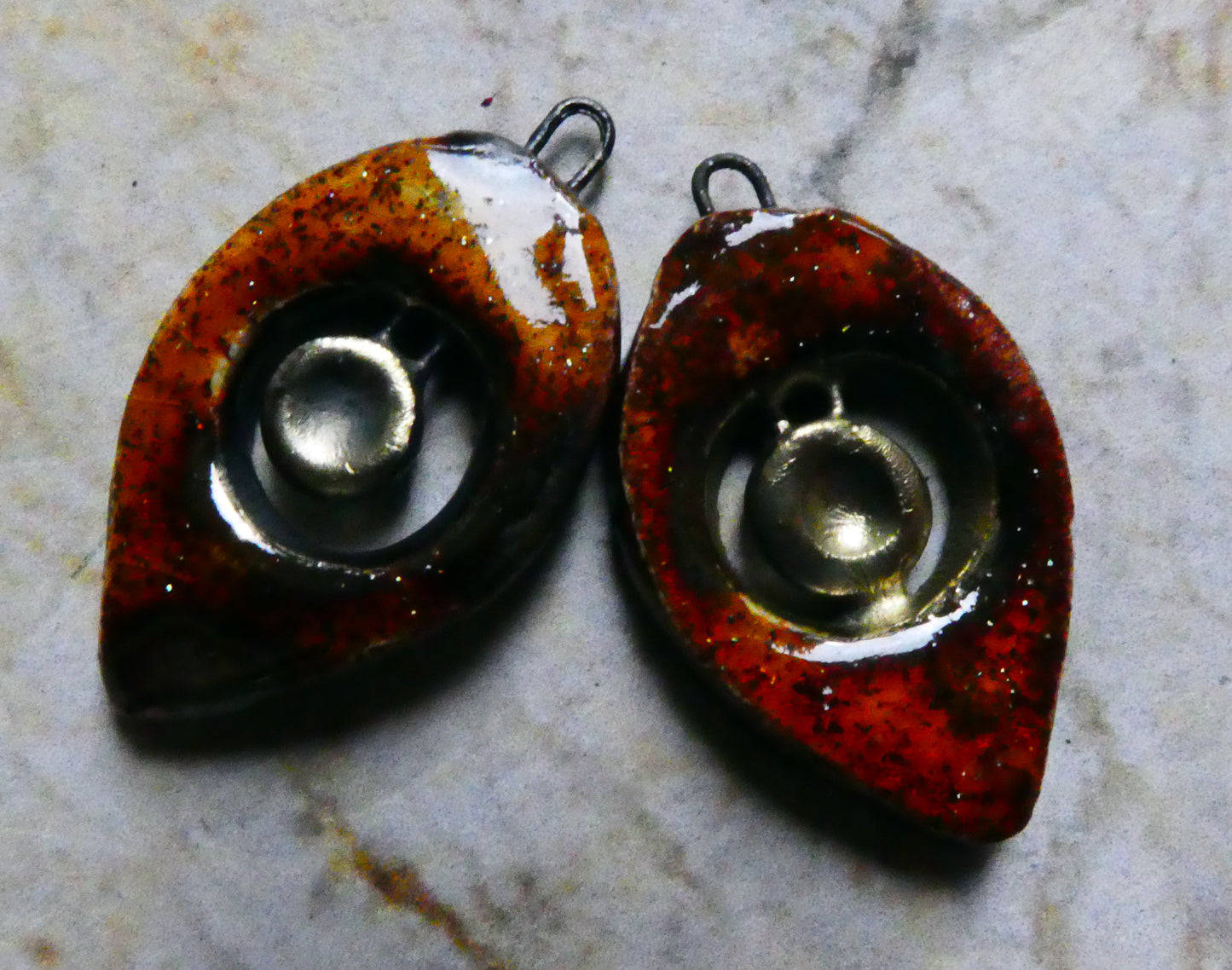 Ceramic Pointed Tear and Disc Earring Charms - Amber Sparks