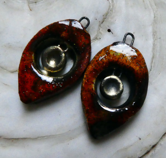Ceramic Pointed Tear and Disc Earring Charms - Amber Sparks
