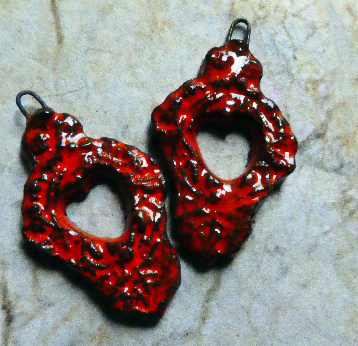 Ceramic Filligree Earring Charms - Mandarin Black