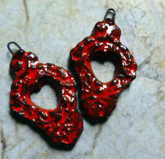 Ceramic Filligree Earring Charms - Mandarin Black