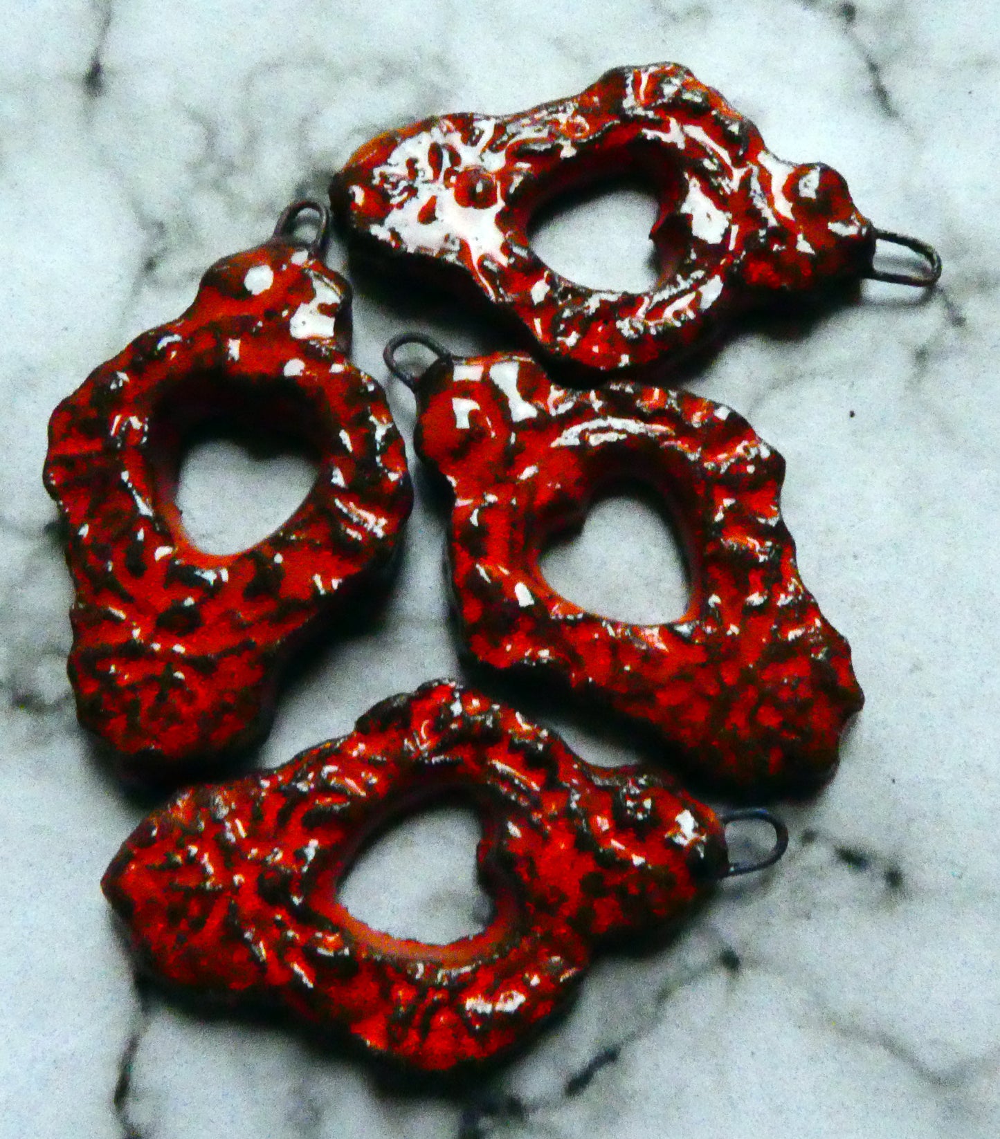 Ceramic Filligree Earring Charms - Mandarin Black