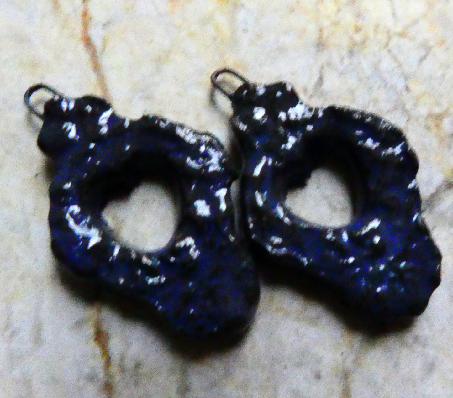 Ceramic Filligree Earring Charms - Pueblo Purple Black