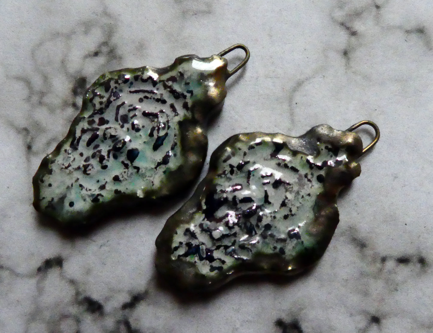 Ceramic Filligree Earring Charms -Galaxy Blue Lustre