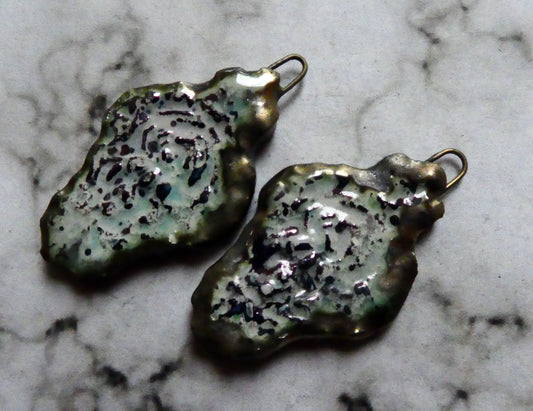 Ceramic Filligree Earring Charms -Galaxy Blue Lustre