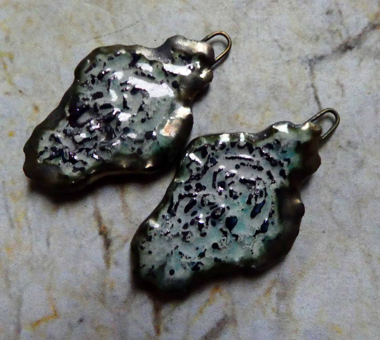Ceramic Filligree Earring Charms -Galaxy Blue Lustre