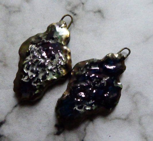 Ceramic Filligree Earring Charms -Blue Lustre