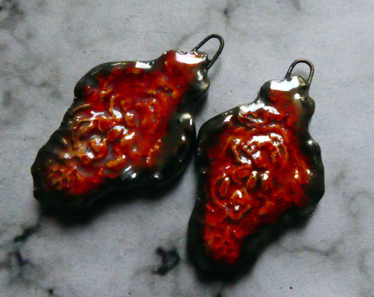 Ceramic Filligree Earring Charms -Amber Lustre