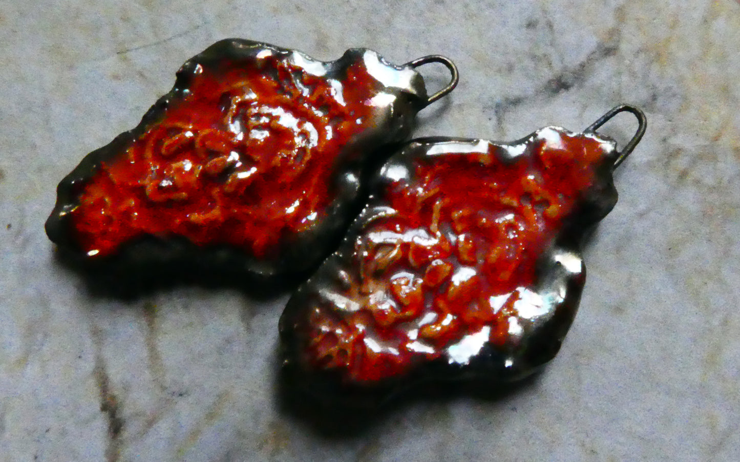 Ceramic Filligree Earring Charms -Amber Lustre