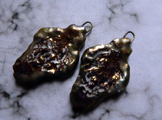 Ceramic Filligree Earring Charms -Bronze  Lustre