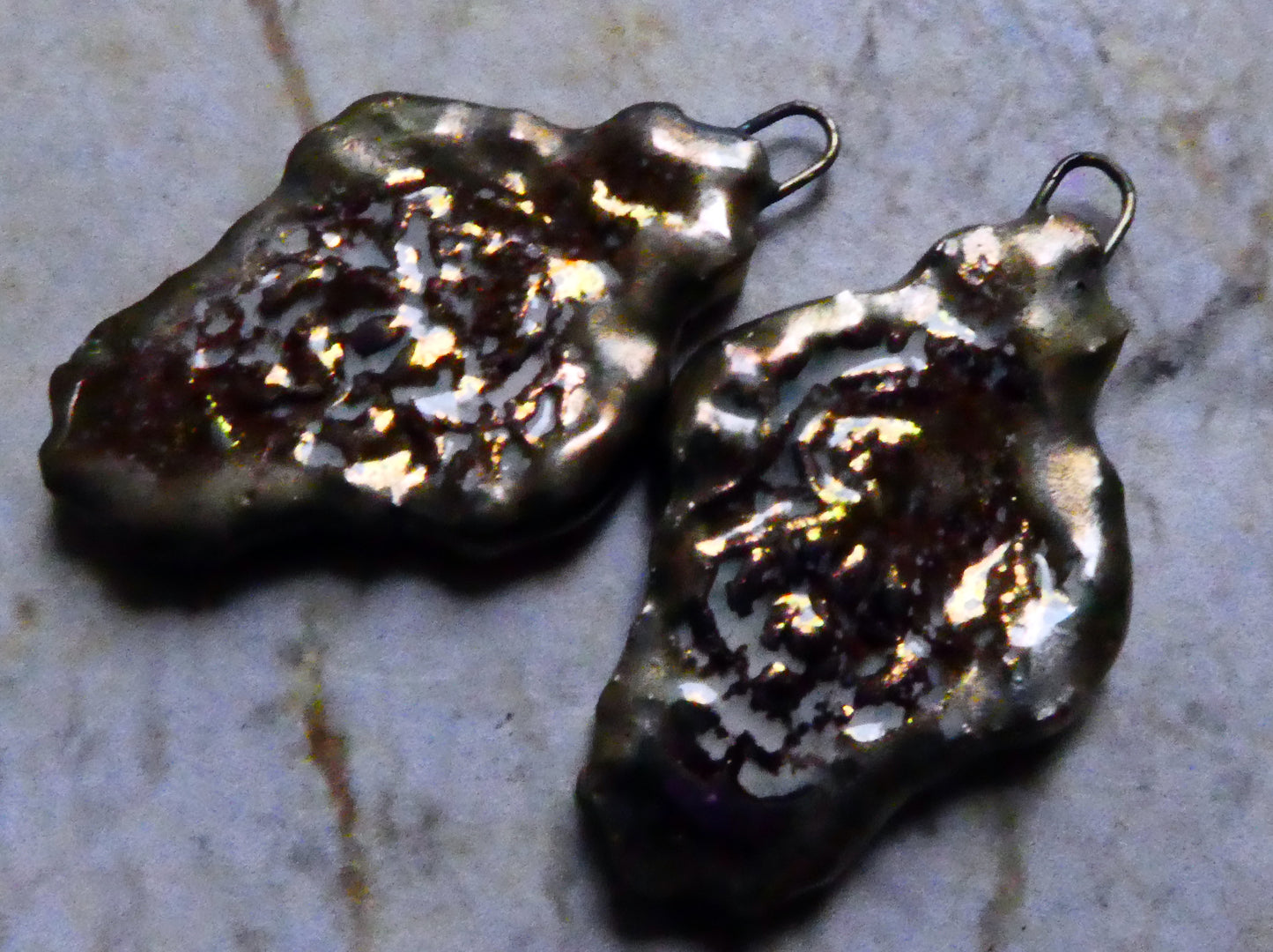 Ceramic Filligree Earring Charms -Bronze  Lustre