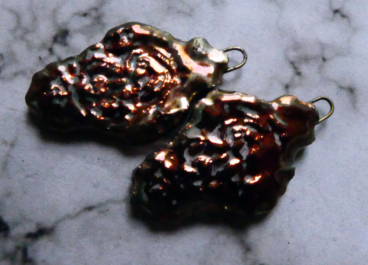 Ceramic Filligree Earring Charms -Copper Lustre