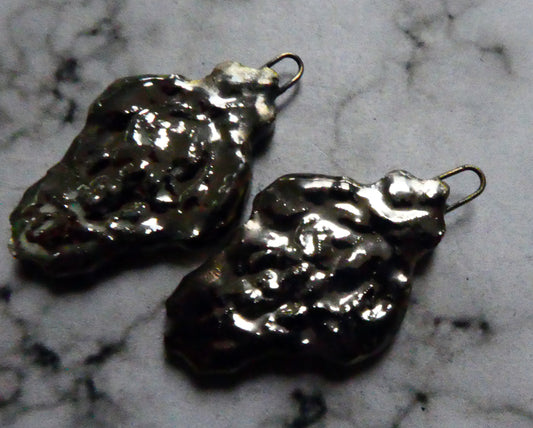 Ceramic Filligree Earring Charms -Platinum Lustre