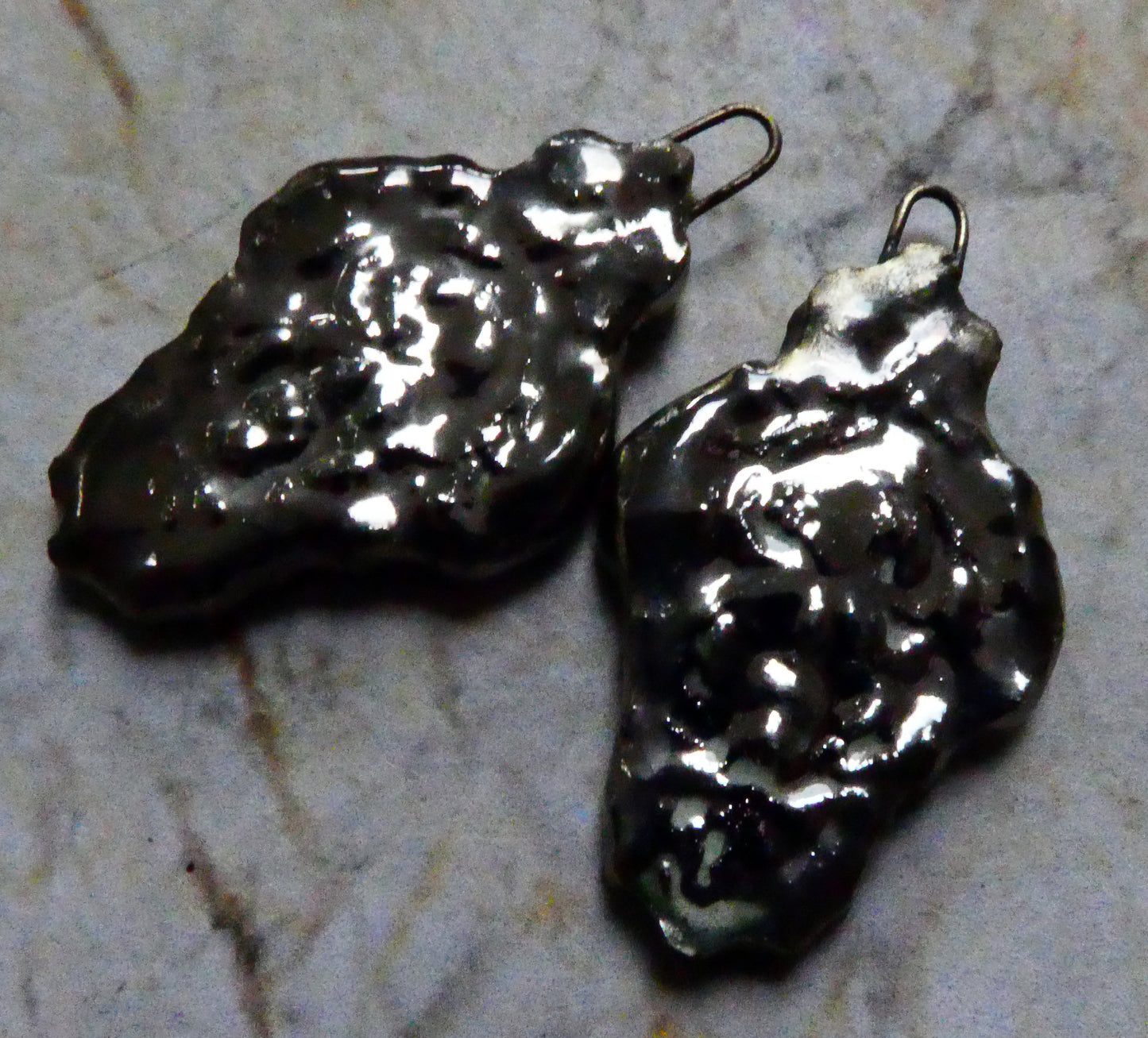 Ceramic Filligree Earring Charms -Platinum Lustre