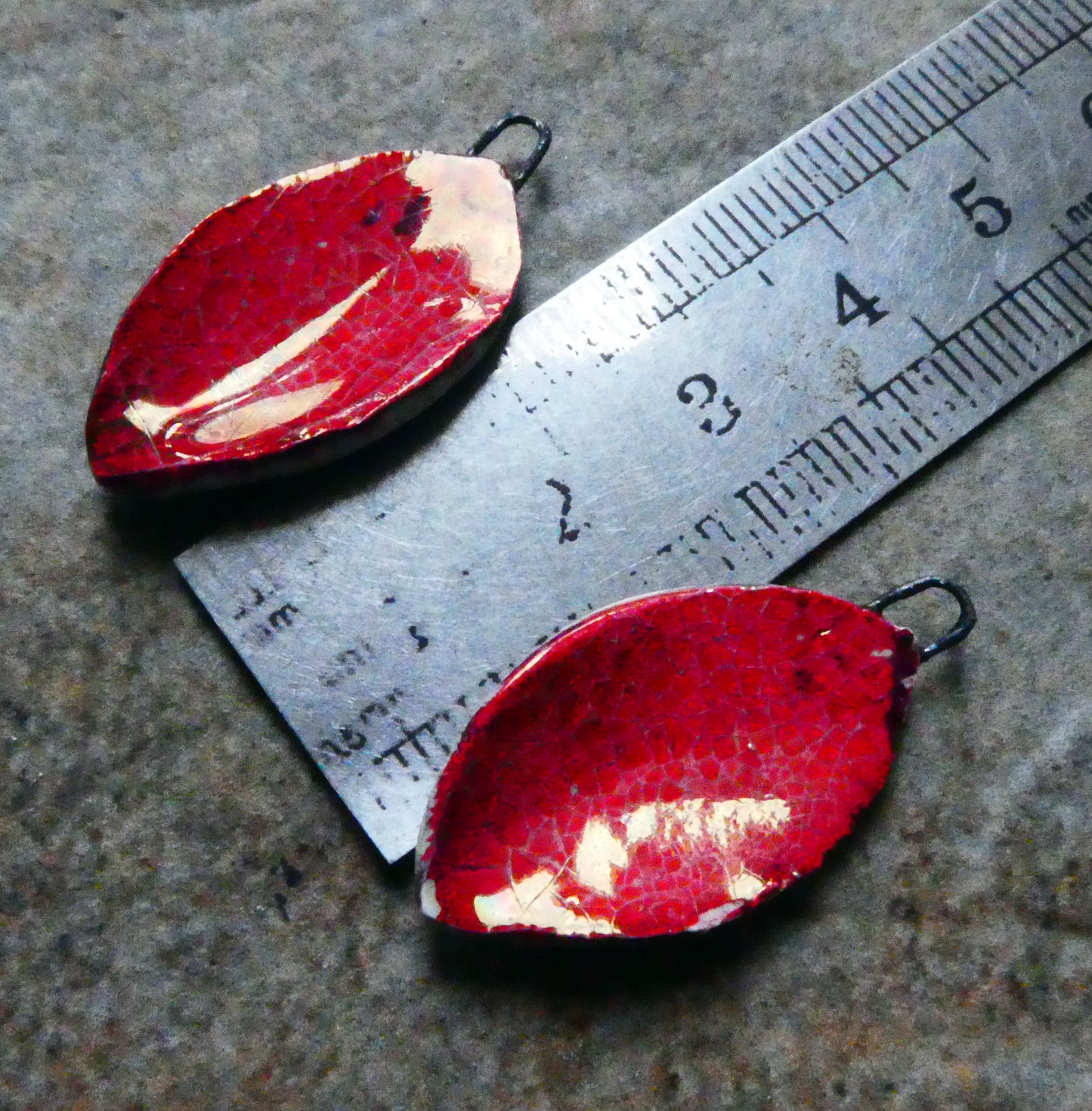 Porcelain Bleeding Leaf Charms with Mother of Pearl Lustre