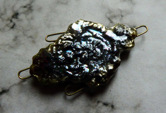 Black Filligree Necklace Connector -Mother of Pearl Lustre