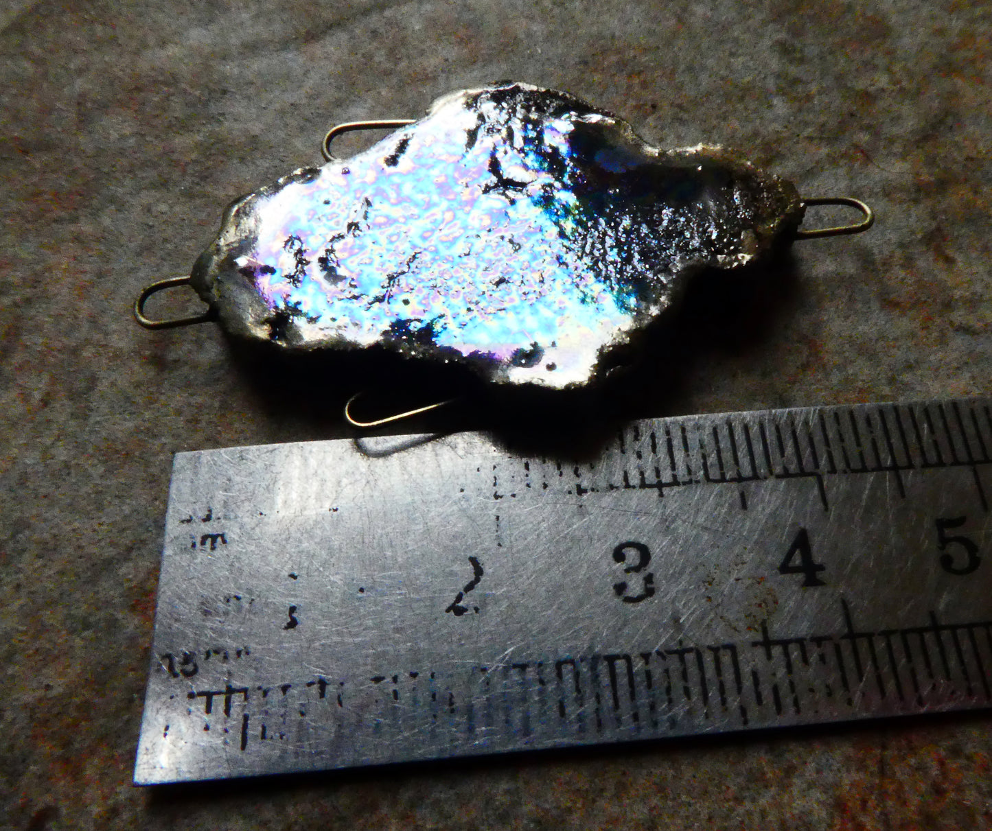 Black Filligree Necklace Connector -Mother of Pearl Lustre