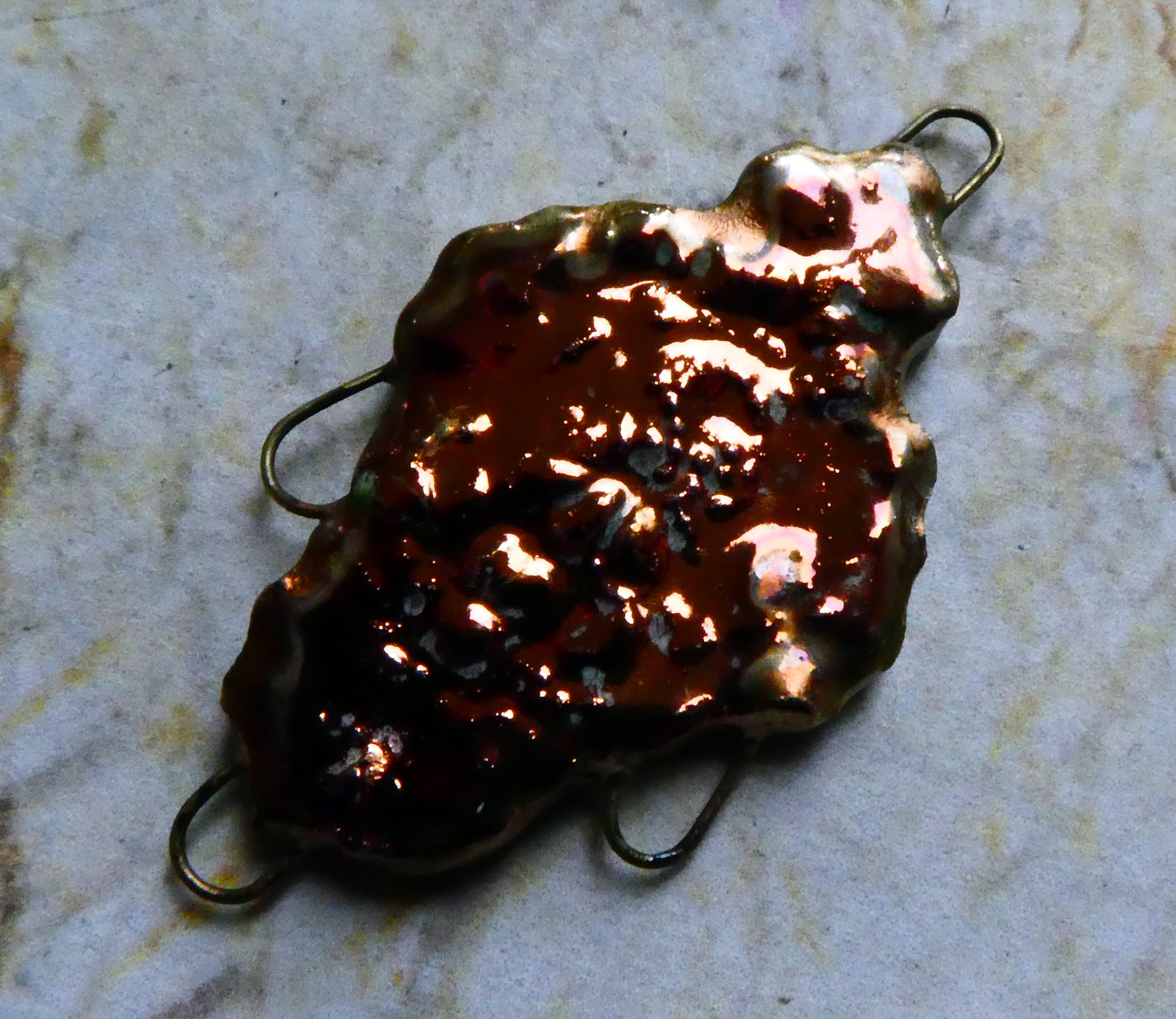 Ceramic Filligree Necklace Connector -Copper Lustre